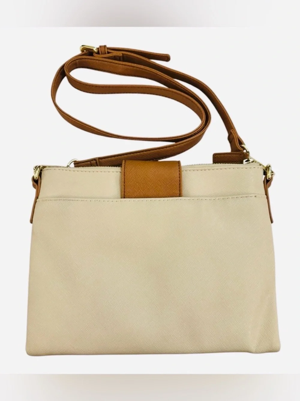 LIZ CLAIBORNE Crossbody Wallet Purse Beige Tan Colorblock Organizer Bag